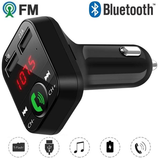 Imagen de TRANSMISOR X8 FM BLUETOOTH CON 2 USB