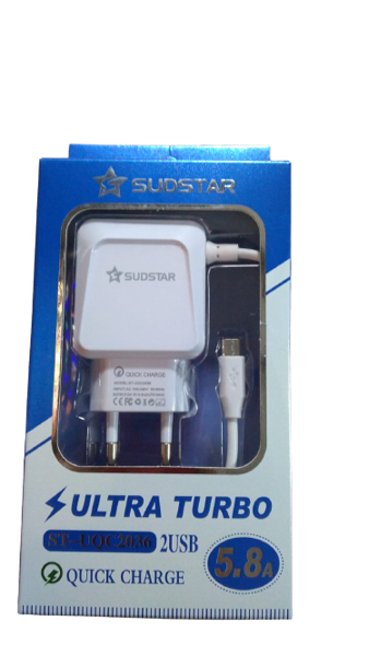 Imagen de CARGADOR MICRO USB + 2 USB  SUDSTAR 5.80 -ST-UQC2036