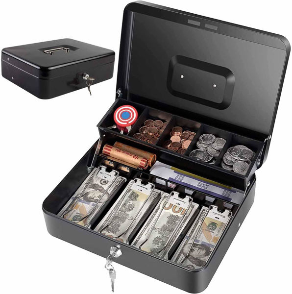 Imagen de CAJA METAL SEGURIDAD CAJON GUARDA BILLETES-HTD300 -30X24X9CM
