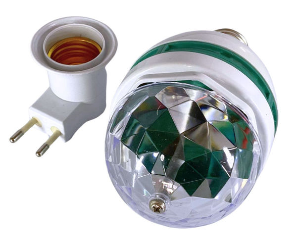 Imagen de BOMBITA GIRATORIA  EFECTO LUICES RGB CON PORTA LAMPARA 5001-1/38136