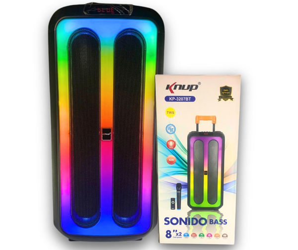 Imagen de CAJA ACÚSTICA LUZ LLAMA  KNUP  USB/BLUE-KP-3207BT