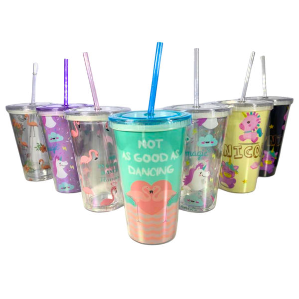 Imagen de VASO PLASTICO CON SORBITO  H51587 NIÑO