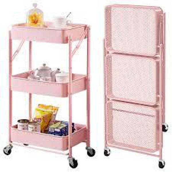 Imagen de CARRITO 3 ESTANTES 29.5X40.5X77CM.-XTC01-ROSA