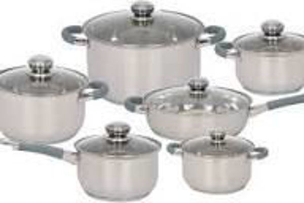 Imagen de JUEGO OLLAS FONDO REFORZADO 6 OLLAS+ 6 TAPAS-TGF12